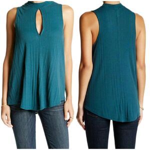 We the Free Faye size L ribbed tank top emerald green cotton modal blend
